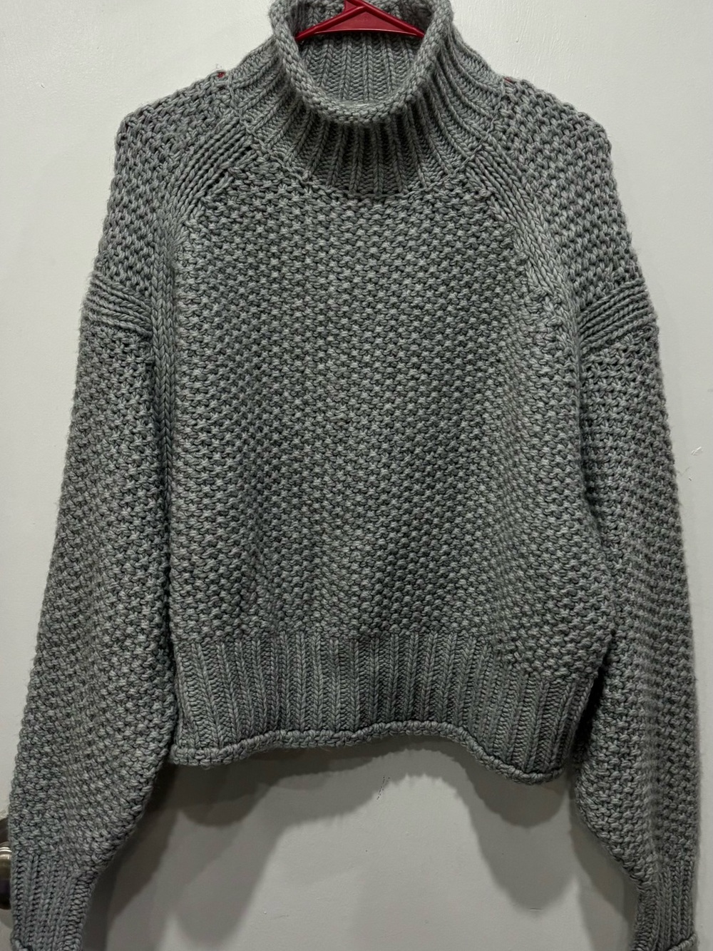 H&M Gray Chunky Knit Turtleneck Sweater